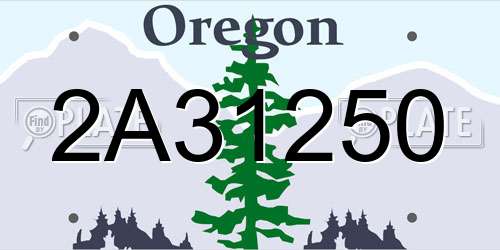 2A31250 Oregon License Plate