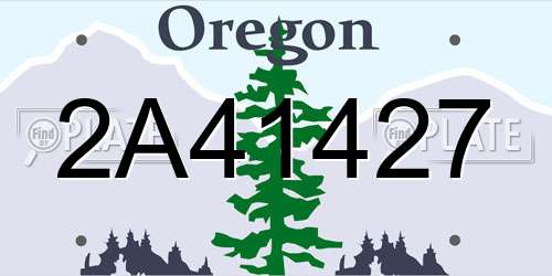 2A41427 Oregon License Plate