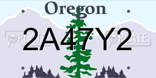 2A47Y2 Oregon License Plate