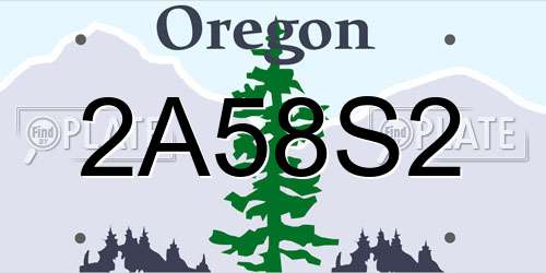2A58S2 Oregon License Plate