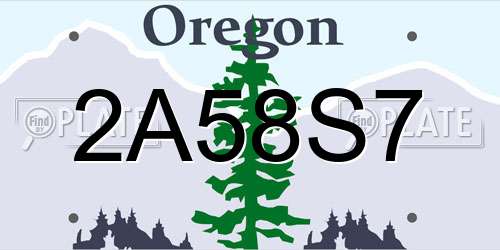 2A58S7 Oregon License Plate