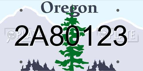 2A80123 Oregon License Plate
