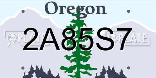 2A85S7 Oregon License Plate