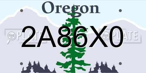 2A86X0 Oregon License Plate