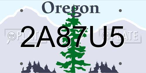 2A87U5 Oregon License Plate