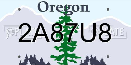 2A87U8 Oregon License Plate