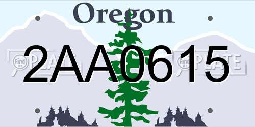2AA0615 Oregon License Plate