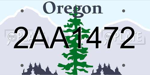 2AA1472 Oregon License Plate