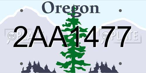 2AA1477 Oregon License Plate
