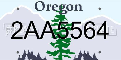 2AA5564 Oregon License Plate