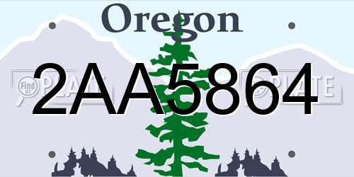 2AA5864 Oregon License Plate