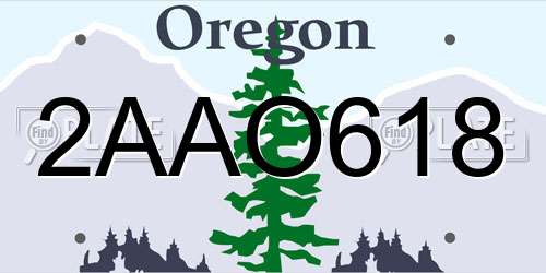 2AAO618 Oregon License Plate