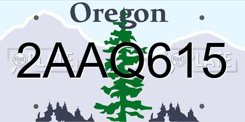 2AAQ615 Oregon License Plate