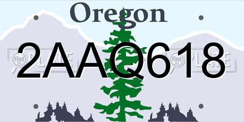 2AAQ618 Oregon License Plate