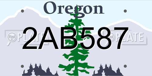 2AB587 Oregon License Plate