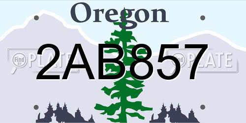 2AB857 Oregon License Plate