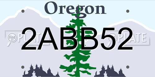 2ABB52 Oregon License Plate