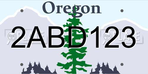 2ABD123 Oregon License Plate