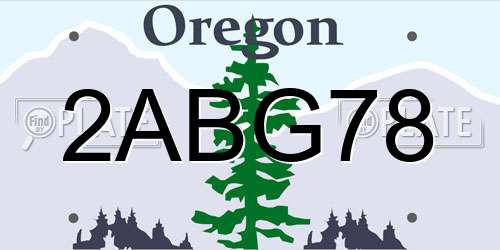 2ABG78 Oregon License Plate