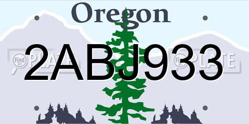 2ABJ933 Oregon License Plate