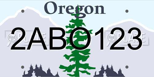 2ABO123 Oregon License Plate