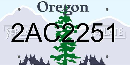 2AC2251 Oregon License Plate