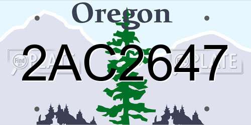2AC2647 Oregon License Plate