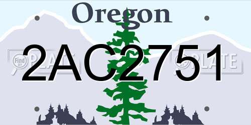 2AC2751 Oregon License Plate