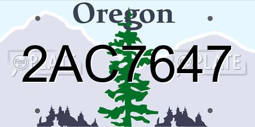 2AC7647 Oregon License Plate