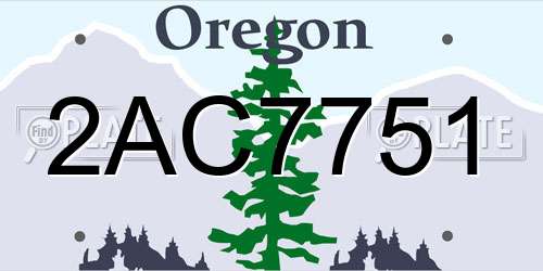 2AC7751 Oregon License Plate