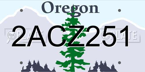 2ACZ251 Oregon License Plate