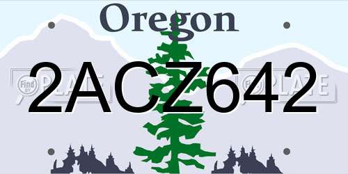2ACZ642 Oregon License Plate