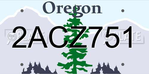 2ACZ751 Oregon License Plate