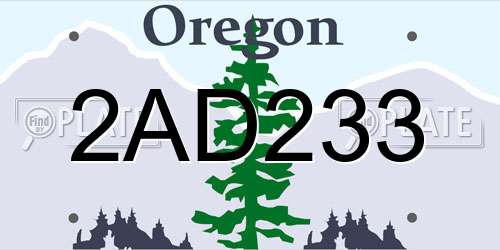 2AD233 Oregon License Plate
