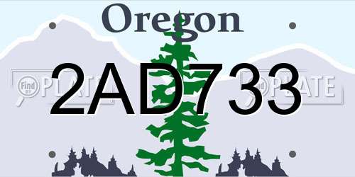 2AD733 Oregon License Plate
