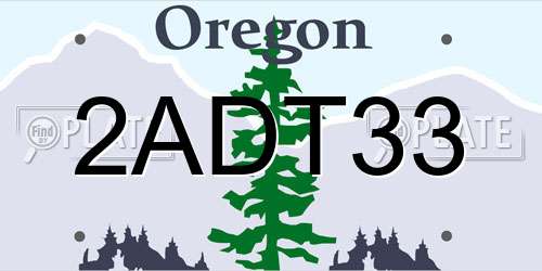 2ADT33 Oregon License Plate