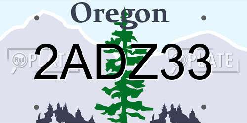 2ADZ33 Oregon License Plate