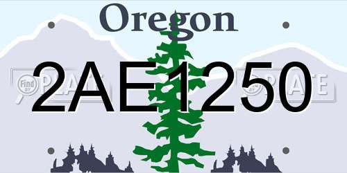 2AE1250 Oregon License Plate