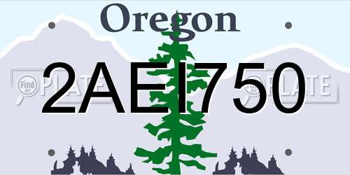 2AEI750 Oregon License Plate