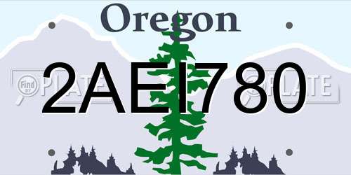 2AEI780 Oregon License Plate