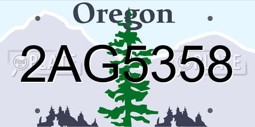 2AG5358 Oregon License Plate