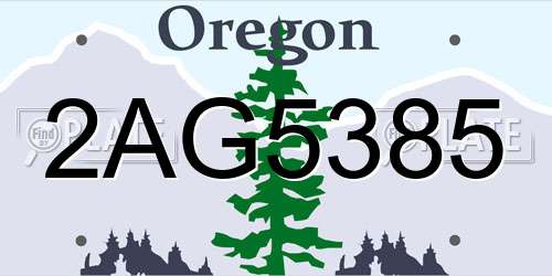 2AG5385 Oregon License Plate