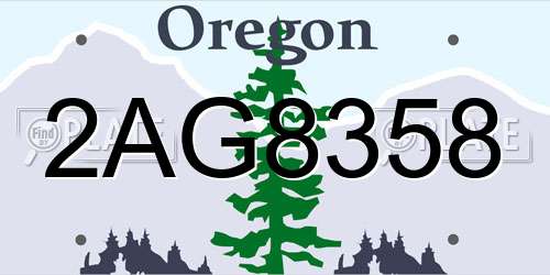 2AG8358 Oregon License Plate