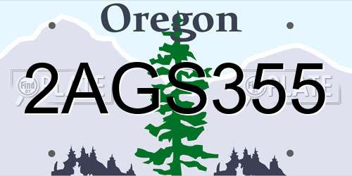 2AGS355 Oregon License Plate