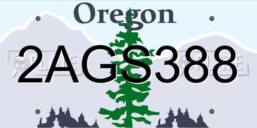 2AGS388 Oregon License Plate