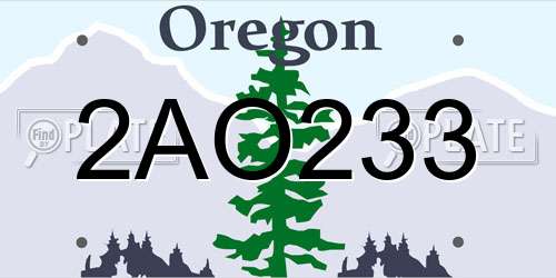 2AO233 Oregon License Plate