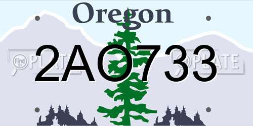 2AO733 Oregon License Plate
