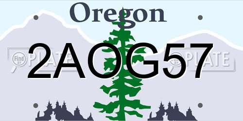 2AOG57 Oregon License Plate