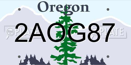 2AOG87 Oregon License Plate
