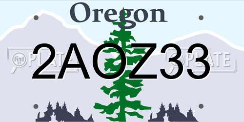 2AOZ33 Oregon License Plate